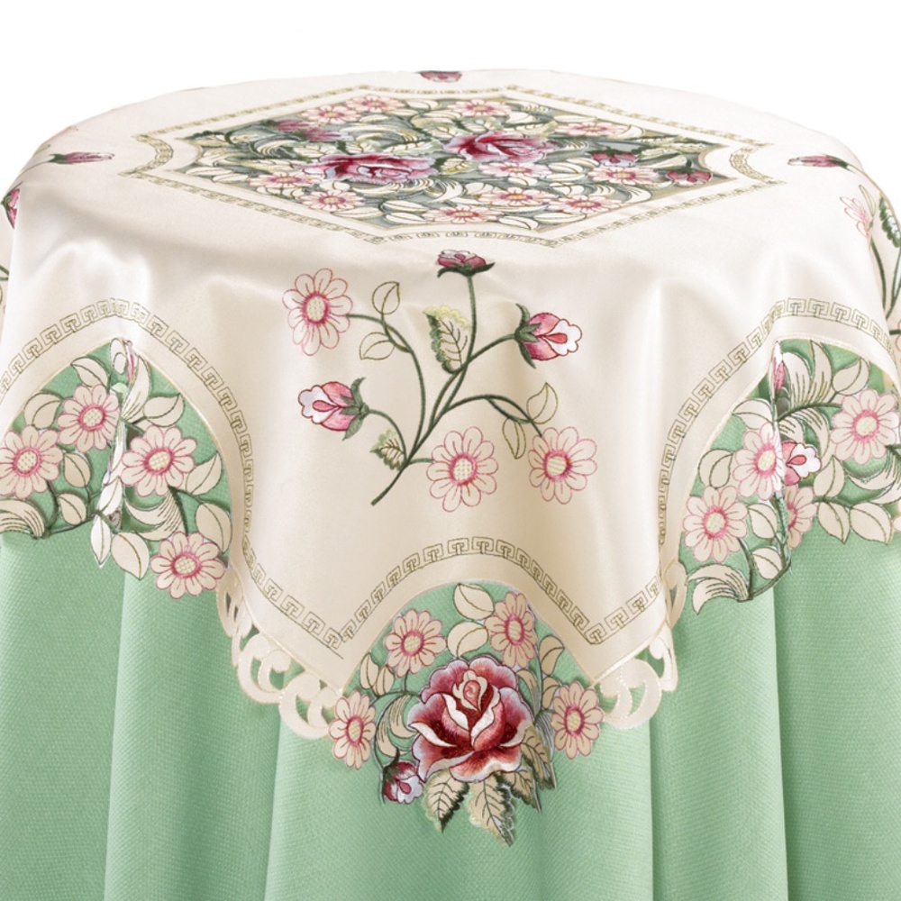 Embroidered Rose Decorative Table Linens